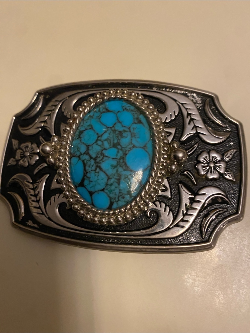 Turquoise Stone Western Belt Buckle - Men's Accessory